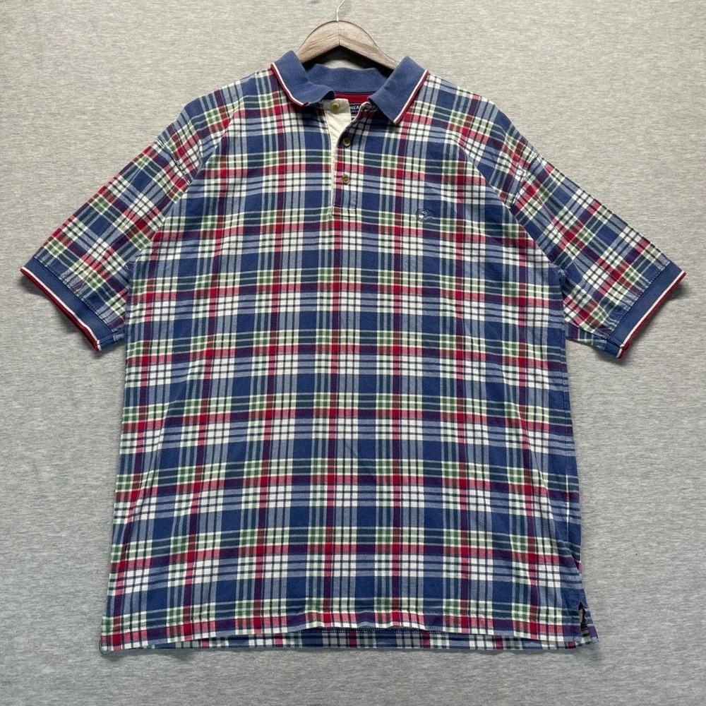 Duck Head Apparel Company Polo Shirt Mens L Multi Plaid Performance Golf Tennis